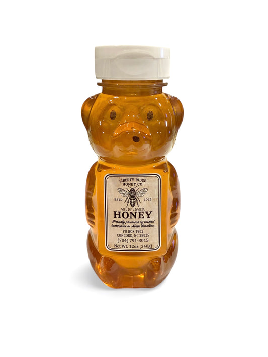 Raw Wildflower Honey – 12 oz Bear Bottle